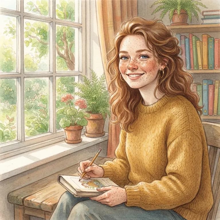 Portrait of a young woman with freckles in soft window light, 85mm photo (AI image 10 of 16)