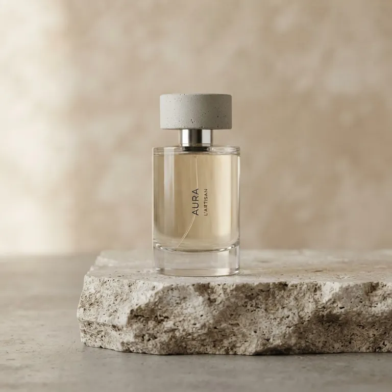 Minimal perfume bottle on a stone pedestal, studio product shot (AI image 5 of 16)