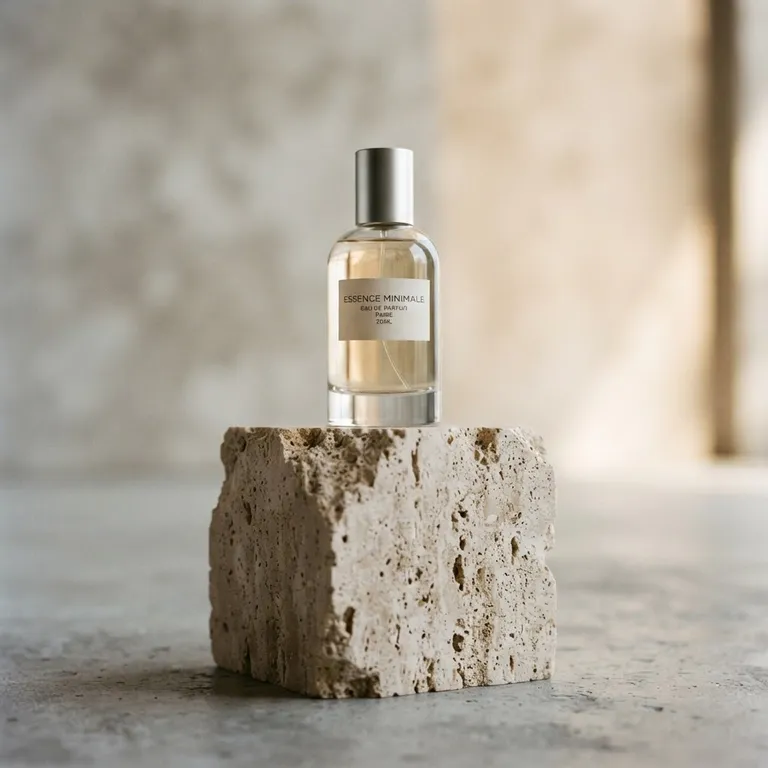 Minimal perfume bottle on a stone pedestal, studio product shot (AI image 6 of 16)