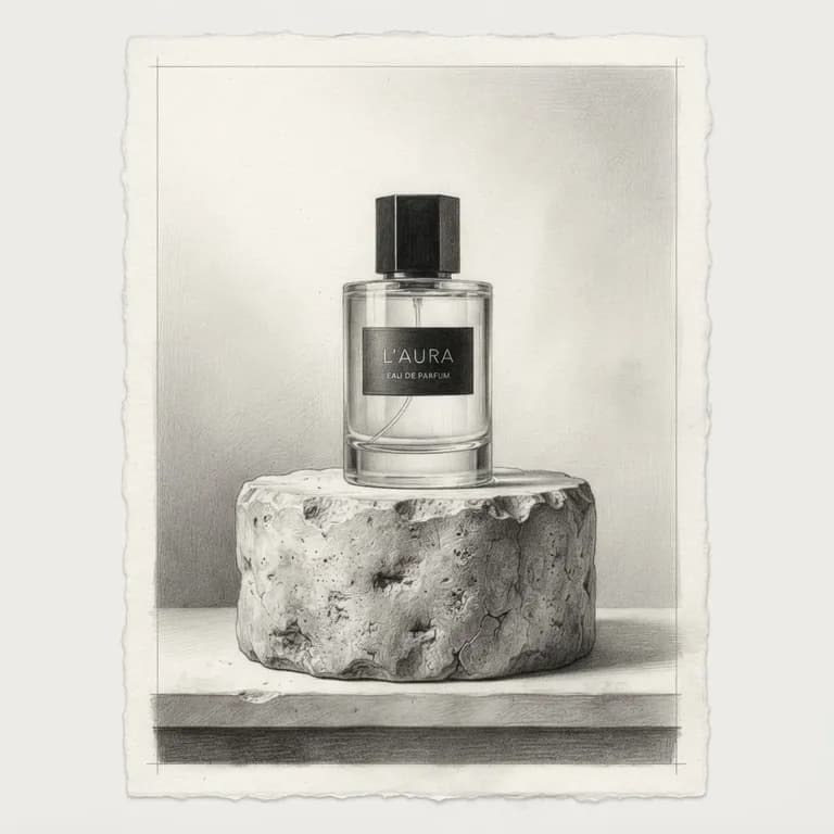 Minimal perfume bottle on a stone pedestal, studio product shot (AI image 8 of 16)