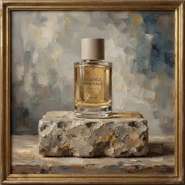 Minimal perfume bottle on a stone pedestal, studio product shot (AI image 14 of 16)