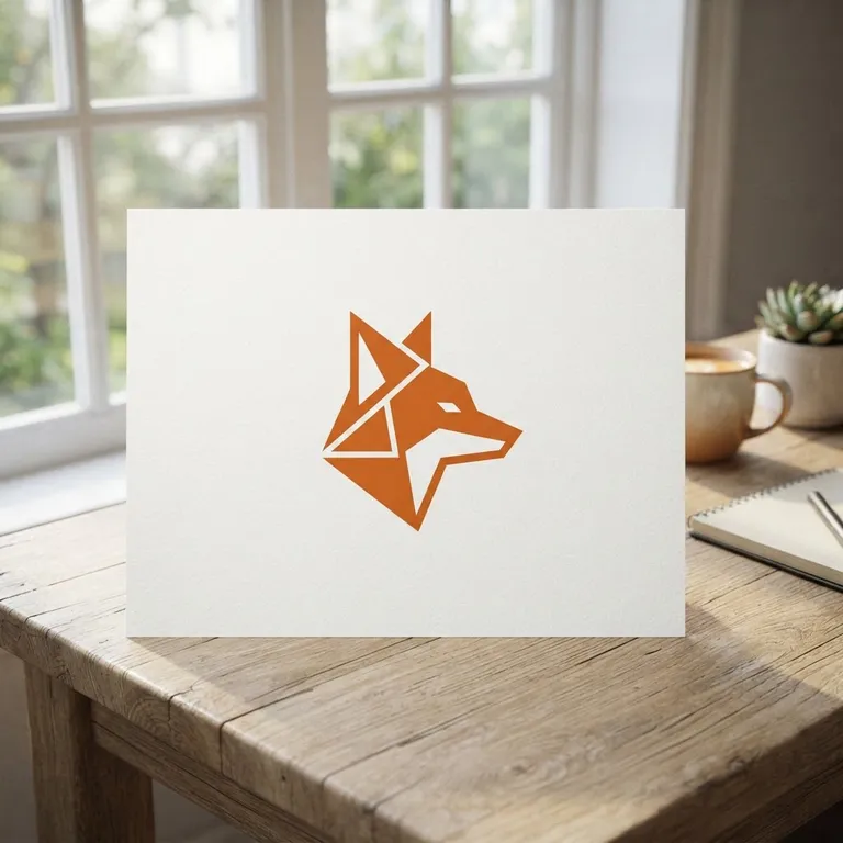 Minimal geometric fox logo mark, flat vector, white background (AI image 15 of 16)